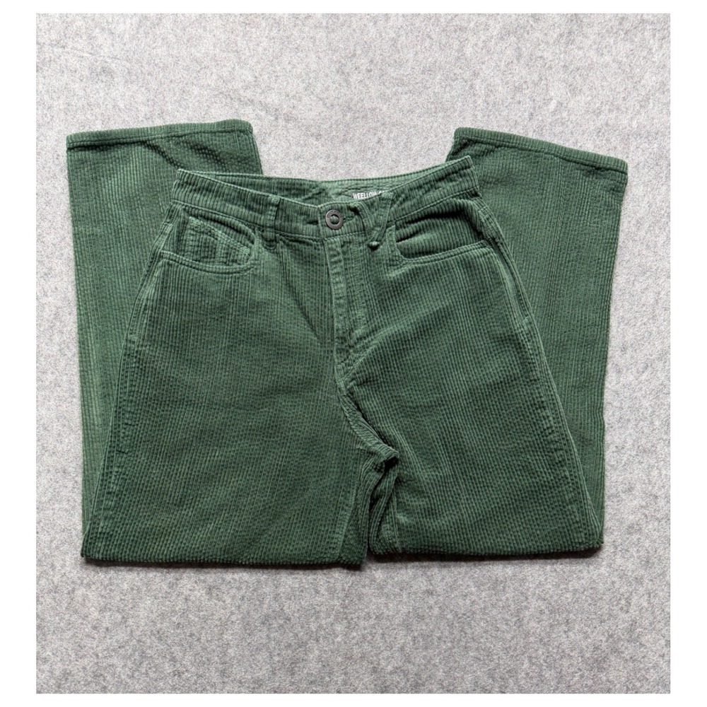 Volcom Weellow Cord Green Corduroy Wide Leg Pants Size 27 High Rise Skater